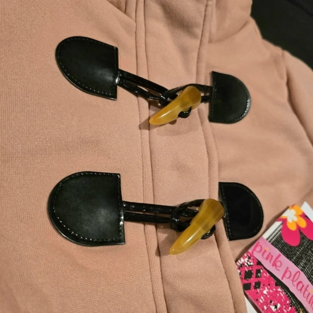 Pink Platinum Girls Peacoat Hooded Toggle Fleece Jacket Blush NWT‎ Size 4 XS